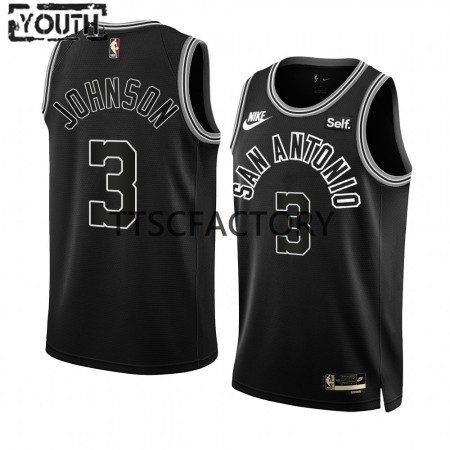 Dres San Antonio Spurs Keldon Johnson 3 Nike 2022-23 Classic Edition Crno Swingman - Dječji